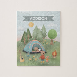 Boys Cute Woodland Forest Bear Camping Kids Pussel