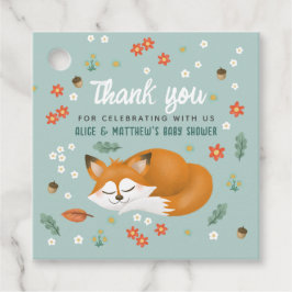 Boys Cute Woodland Fox Baby Shower Tack Gåvor Etiketter