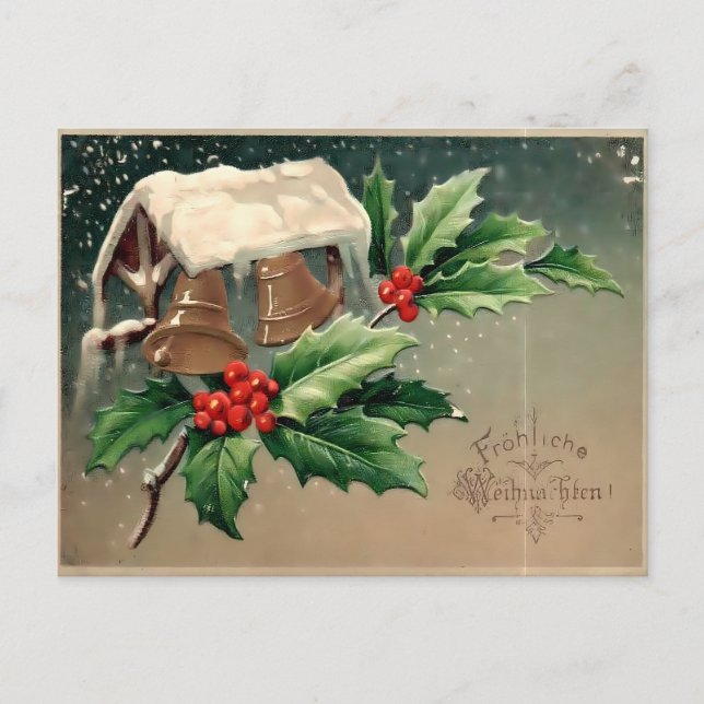 Boys Cutting the Christmas Tree in Snowy Forest Vykort (Framsida)