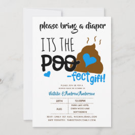 Boys DIAPER Party Blue POOP Emoji Poofect Inbjudningar