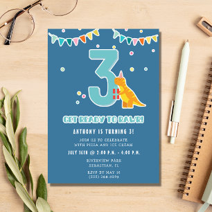 Boys Dinosaur 3:e födelsedagen Party Inbjudningar