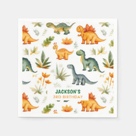 Boys Dinosaur Födelsedagsfest Papper Napkins Pappersservett