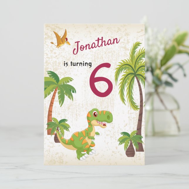 Boys Dinosaur T-Rex Jungle Birthday-inbjudan Inbjudningar (Stående Fram)