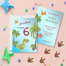 Boys Dinosaur T-Rex Jungle Birthday-inbjudan