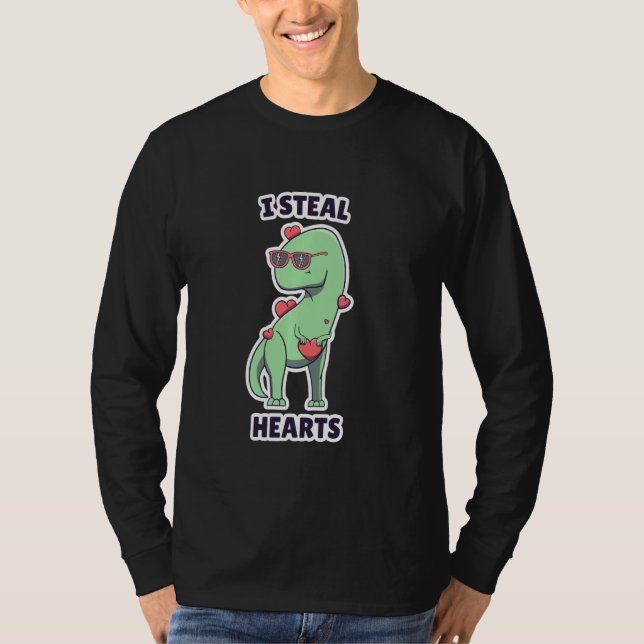 Boys Dinosaur T Rex Valentines day Kids I Steal Ha T Shirt (Framsida)