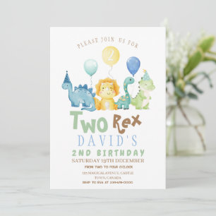 Boys Dinosaurs Birthday Watercolor Inbjudningar