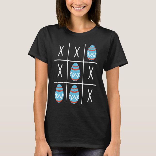 Boys Easter Eggs Tic Tac Toe XO XO  2023 Easter T Shirt (Framsida)