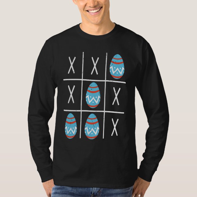 Boys Easter Eggs Tic Tac Toe XO XO  2023 Easter T Shirt (Framsida)