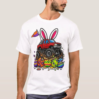 Boys Easter Monster Truck Eggs Toddler Kids T Shirt