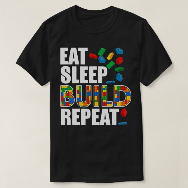 Boys Eat-viloläge Bygg Upprepa lustigt Byggande bl T Shirt (Design framsida)