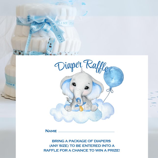 Boys Elephant Baby Shower Diaper Raffle Card OSA Kort (Skapare uppladdad)