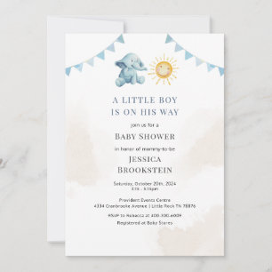 Boys Elephant Sunshine Watercolor Baby Shower Inbjudningar