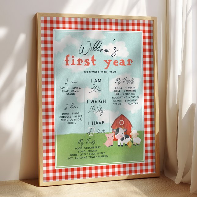 Boys Farm 1st Year Birthday Milestone  Poster (Skapare uppladdad)