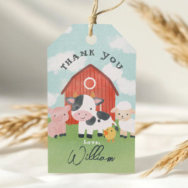 Boys Farm Animal Barnyard Birthday Favor Presentetikett