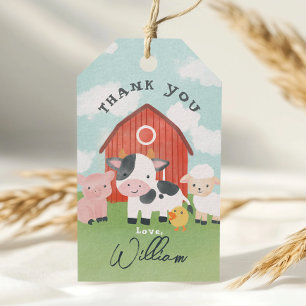 Boys Farm Animal Barnyard Birthday Favor Presentetikett