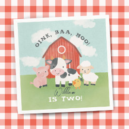 Boys Farm Animal Barnyard Kids 2nd Birthday Pappersservett