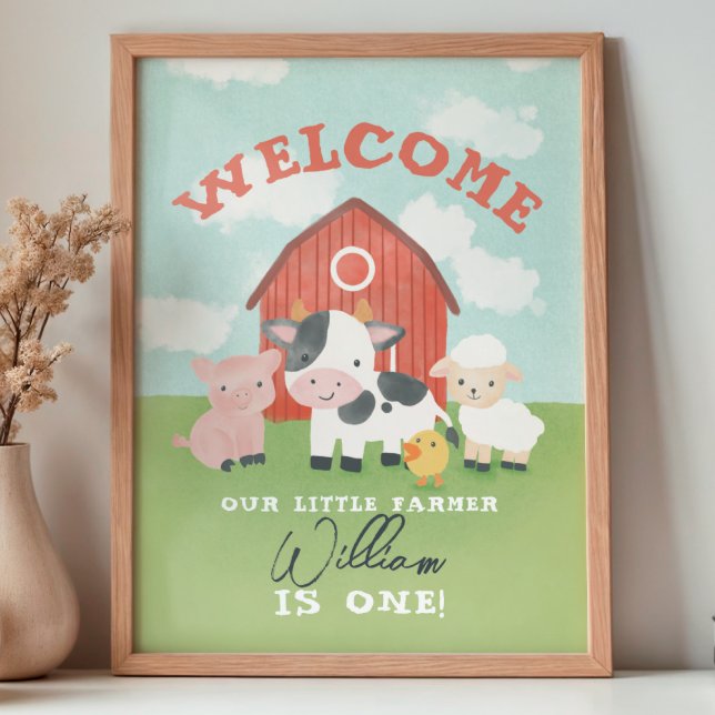 Boys Farm Animal Kids Birthday Welcome  Poster (Skapare uppladdad)