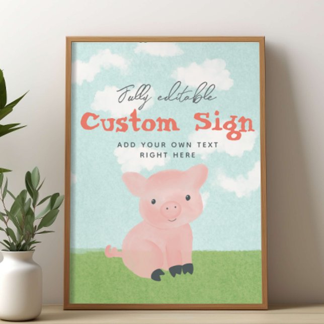 Boys Farm Animal Watercolor Anpassningsbar Sign Poster (Skapare uppladdad)