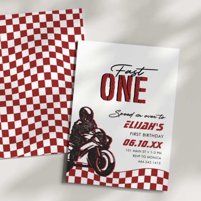 Boys Fast One 1:a Dirt Bike Birthday Inbjudningar (Skapare uppladdad)