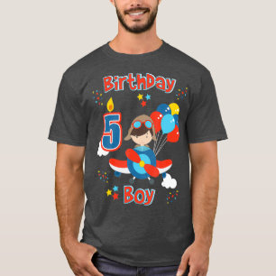 Boys femte flygplanet födelsedag 5 år gammal t shirt