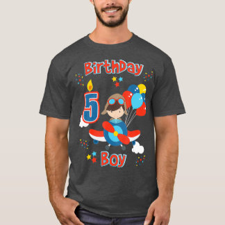 Boys Femte flygplanet födelsedag 5 år gammal T Shirt