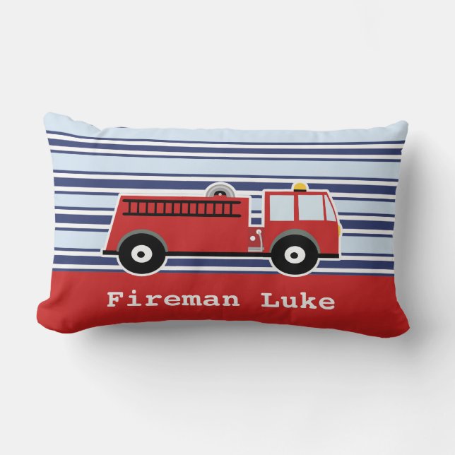 Boys Fire Engine Personlig Cushion Lumbarkudde (Framsida)
