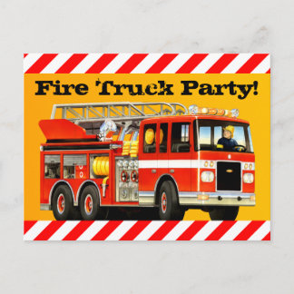 Boy's Fire Lastbil Party Inbjudan Vykort