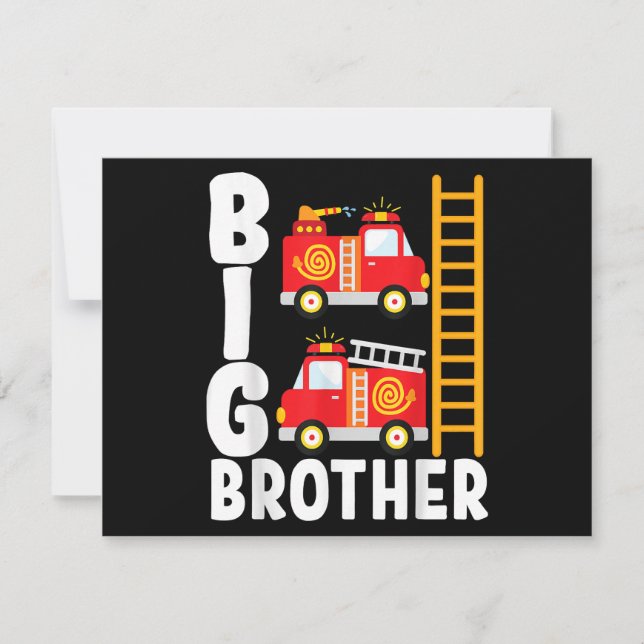 Boy's Fire Truck Fire Theme Big Brother Fire Engin Julkort (Framsida)