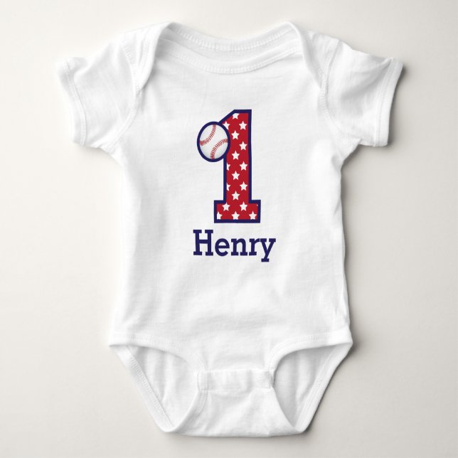 Boys First Birthday Baseball Shirt Baseball Party Tröja (Framsida)