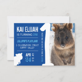 Boys First Birthday Blue Quokka Australia Photo Inbjudningar