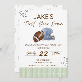 Boy's First Birthday, First Down Birthday Invite, Inbjudningar