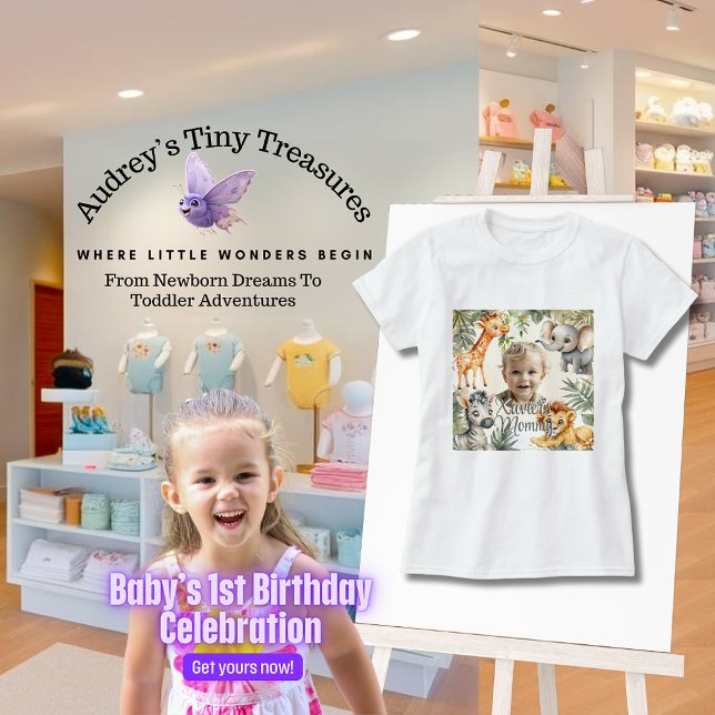 Boy's First Birthday - Jungle Safari Mamma T-Shirt (Skapare uppladdad)