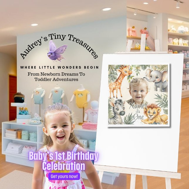 Boy's First Birthday - Jungle Safari Napkins Pappersservett (Skapare uppladdad)