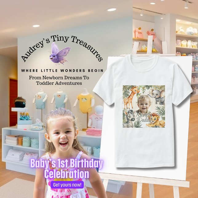 Boy's First Birthday - Jungle Safari Pappa T-Shirt (Skapare uppladdad)