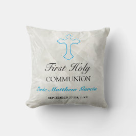 Boys First Communion Elegant Blue Memento Kudde