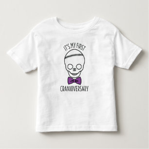 Boys First Cranioversary Skull med Bowtie Tee