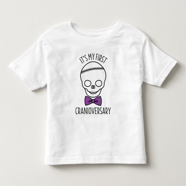 Boys First Cranioversary Skull med Bowtie Tee (Framsida)