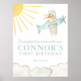Boys First Resa runt Sol Flygplan 1:a välkomstplat Poster