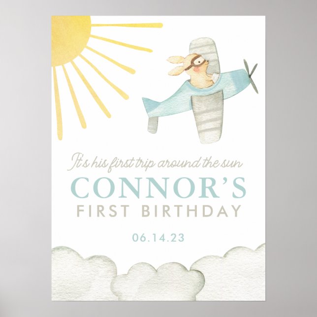 Boys First Resa runt Sol Flygplan 1:a välkomstplat Poster (Framsidan)