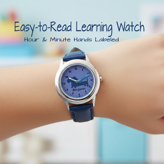 Boys First Watch - Dachshund Thees & Personlig Armbandsur (Learn to tell time watch - dachshund boys watch)