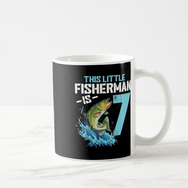 Boys Fishing Birthday Shirt 7 Year Old Boy Fisherm Kaffemugg (Höger)