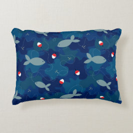 Boys Fishing Blue Prydnadskudde