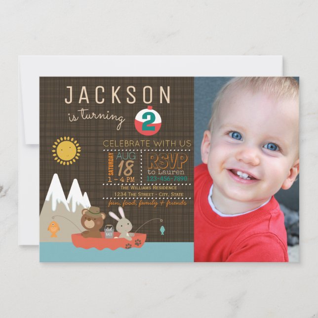 Boys Fishing Födelsedagsfest inbjudan (Framsida)