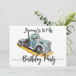 Boys Födelsedagsfest Blue Semi Lastbil Inbjudningar