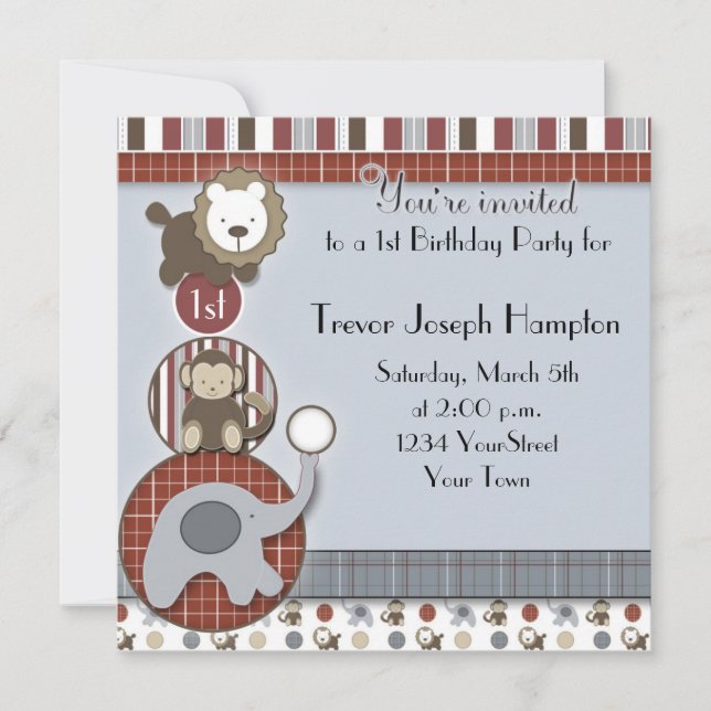 Boys Födelsedagsfest inbjudan med aptitretare (Framsida)