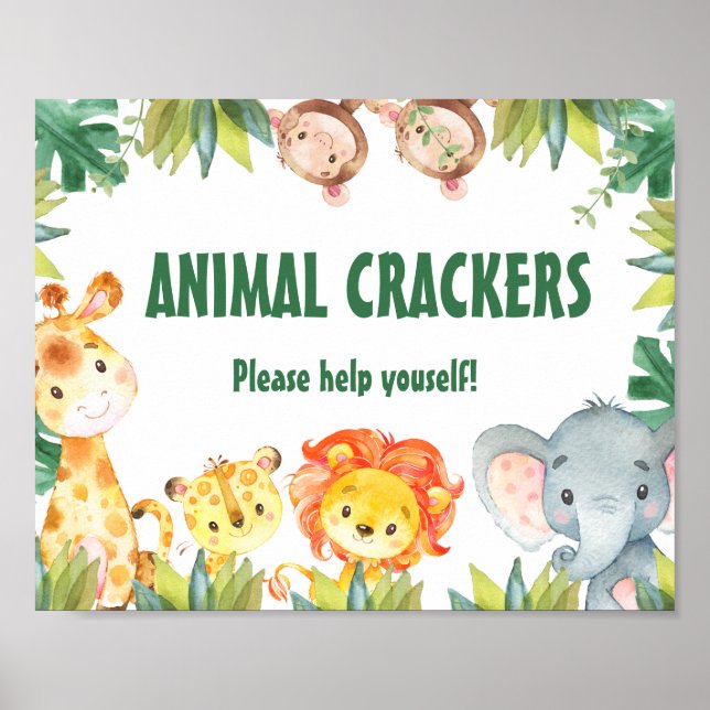 Boys Foliage Vild 1 Safari Animals födelsedag Poster (Framsidan)