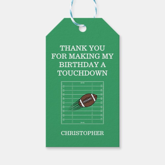 Boys Football First Year Down 1st Birthday Party Presentetikett (Framsidan)