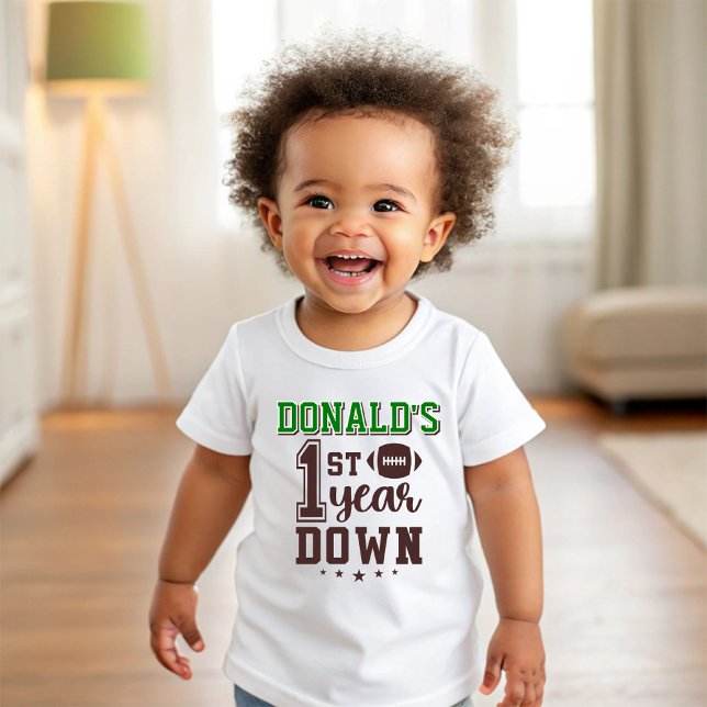 Boy's Football First Year Down 1st Birthday T Shirt (Skapare uppladdad)