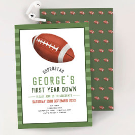 Boys Football Iports First Year Down Birday Inbjudningar