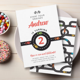 Boys för spårvagnar i tävling, andra födelsedagen inbjudningar